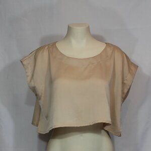 Mable Women's Medium Crop cap sleeve beige color  top size medium